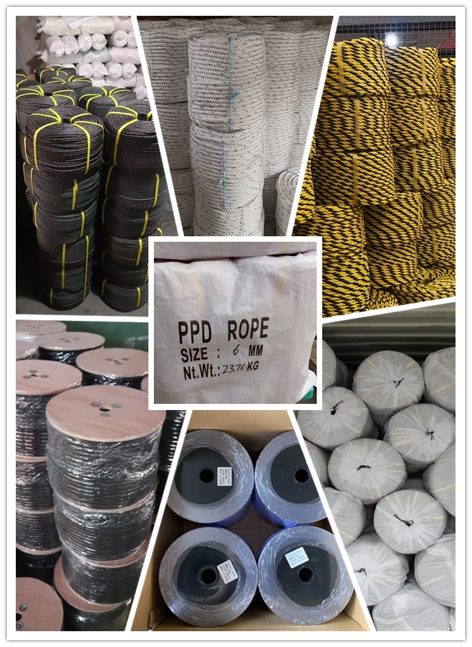 PP/PE/HDPE/Nylon/Polyethylene/Polypropylene/Polyester/Polyamide/UHMWPE/Plastic/Winch/Static/Safety/Twisted/Braided/Clothes/Fishing/Marine/Mooring/Packing Rope